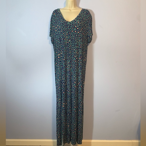 Posh Peanut Teal and Pink Leopard Maxi bamboo night gown pajama size XL - Picture 1 of 7